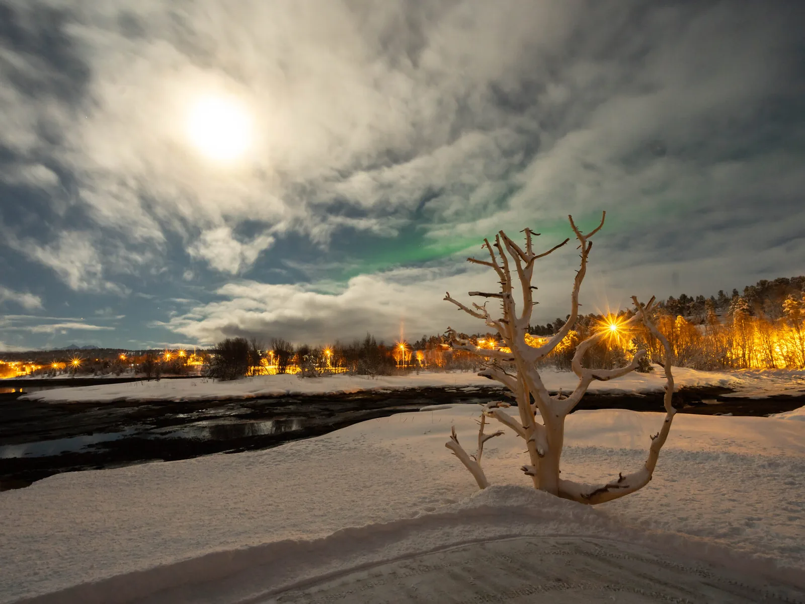Moonlight over the shore near Troll Havn
